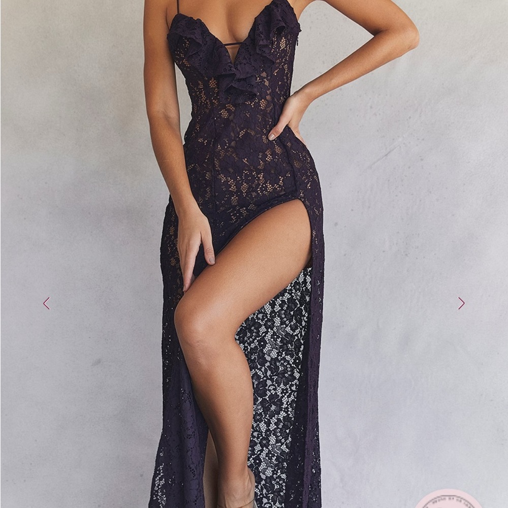 House of CB MALIA Night Shade Purple Lace Maxi Dress